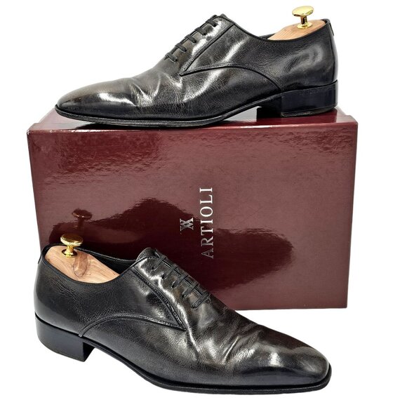Artioli Other - Italian Artioli Mens size 9 Smokey Brown Grey Leather Dress Shoes Luxury Oxfords